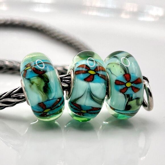 TROLLBEADS Turquoise Blue, Green, Red & Yellow Pinwheel LAA 925S Beach Vibes #2 - Picture 5 of 6